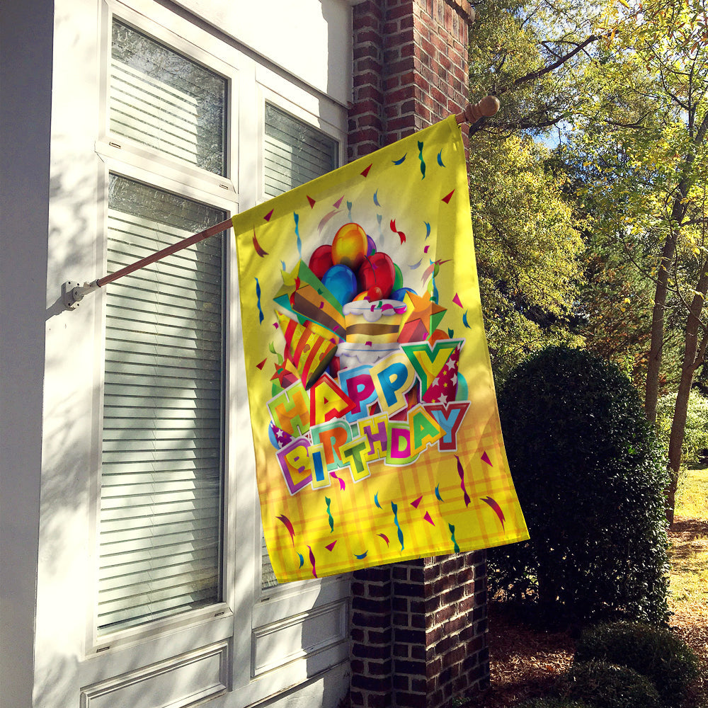 Happy Birthday Party House Flag 28x40 Porch Sleeve Pole Decorative Outside Yard Banner Artwork Wall Hanging, Polyester