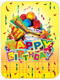 Happy Birthday Party Cutting Board Tempered Glass Kitchen Cutting Surface, Heat Resistant Chopping, Non-Slip Feet, Food Prep & Serving