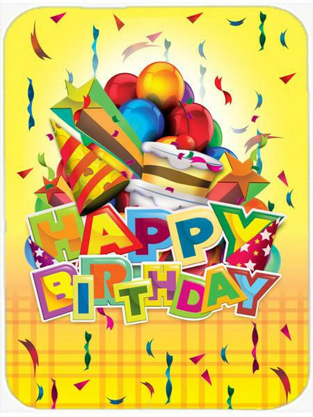 Happy Birthday Party Cutting Board Tempered Glass Kitchen Cutting Surface, Heat Resistant Chopping, Non-Slip Feet, Food Prep & Serving
