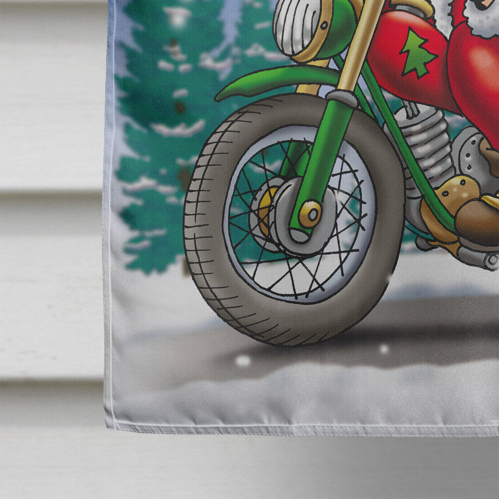 Christmas Santa Claus on a Motorcycle House Flag 28x40 Porch Sleeve Pole Decorative Outside Yard Banner Artwork Wall Hanging, Polyester