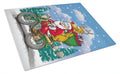 Christmas Santa Claus on a Motorcycle Cutting Board Tempered Glass Kitchen Cutting Surface, Heat Resistant Chopping, Non-Slip Feet, Food Prep & Serving