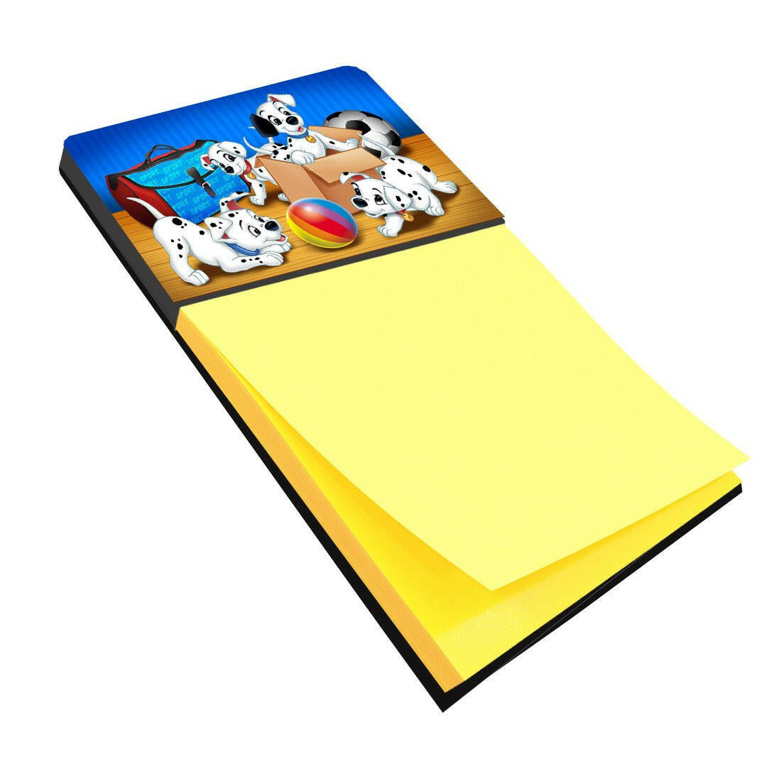 Dalmatians playing ball Watercolor Sticky Note Holder Refillable Dispenser Desk Accessory 3x3 Pad Gift