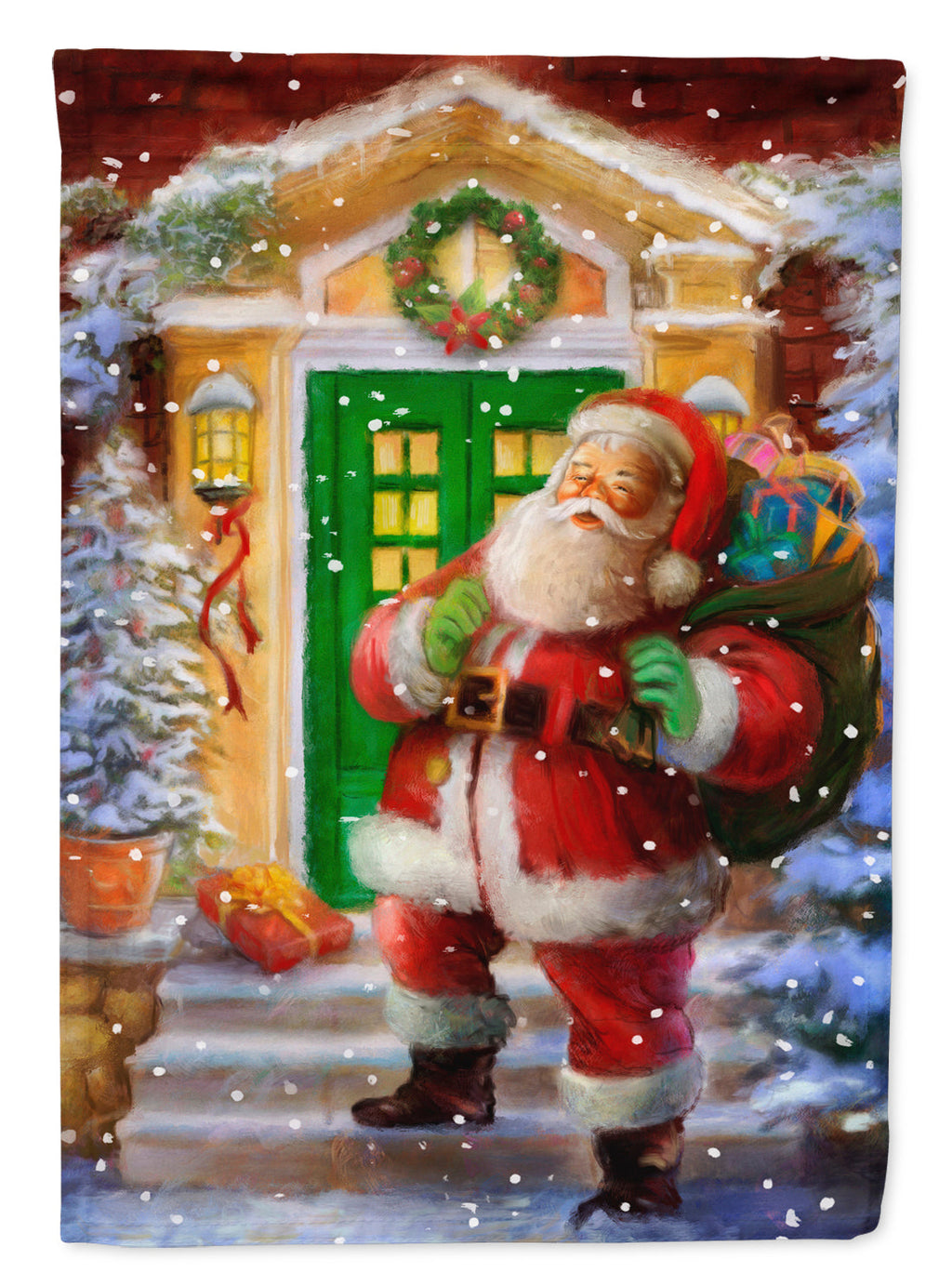 Santa Claus with Christmas Gifts House Flag 28x40 Porch Sleeve Pole Decorative Outside Yard Banner Artwork Wall Hanging, Polyester