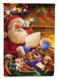 Santa Claus checking his Christmas list House Flag 28x40 Porch Sleeve Pole Decorative Outside Yard Banner Artwork Wall Hanging, Polyester
