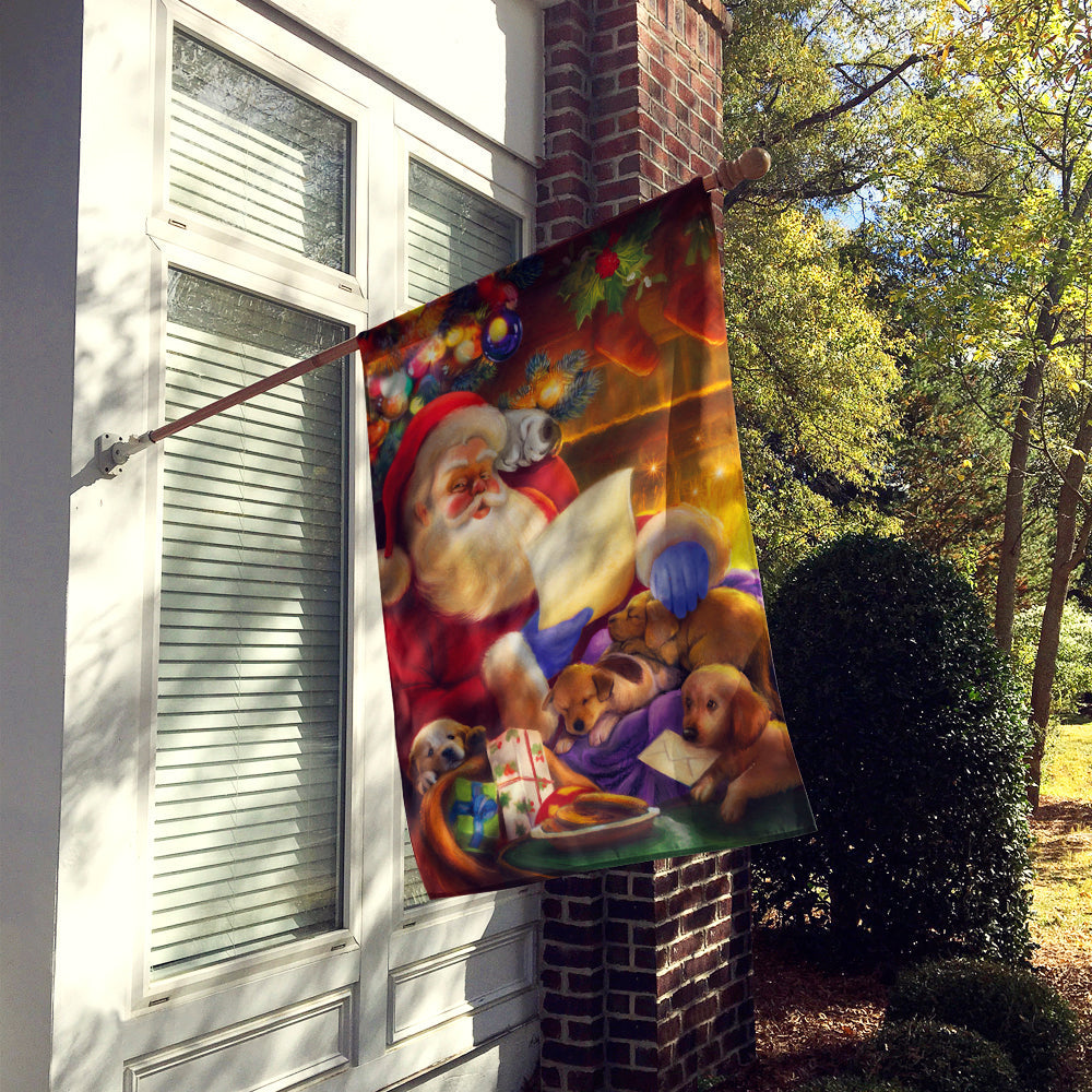 Santa Claus checking his Christmas list House Flag 28x40 Porch Sleeve Pole Decorative Outside Yard Banner Artwork Wall Hanging, Polyester