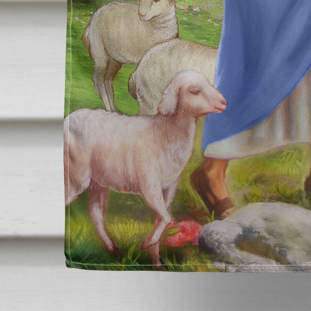Jesus the Shepherd and his flock of sheep House Flag 28x40 Porch Sleeve Pole Decorative Outside Yard Banner Artwork Wall Hanging, Polyester