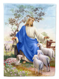 Jesus and his flock of sheep House Flag 28x40 Porch Sleeve Pole Decorative Outside Yard Banner Artwork Wall Hanging, Polyester