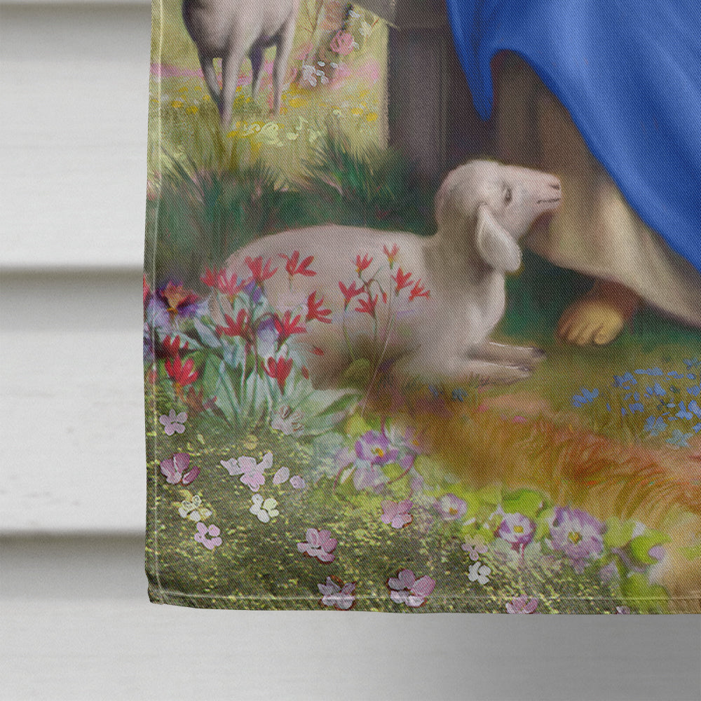 Jesus and his flock of sheep House Flag 28x40 Porch Sleeve Pole Decorative Outside Yard Banner Artwork Wall Hanging, Polyester