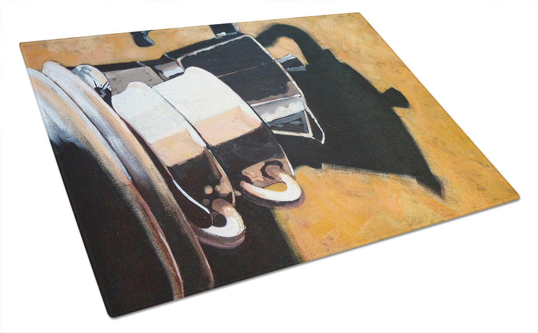 Coffee II by Roy Avis Cutting Board Tempered Glass Kitchen Cutting Surface, Heat Resistant Chopping, Non-Slip Feet, Food Prep & Serving