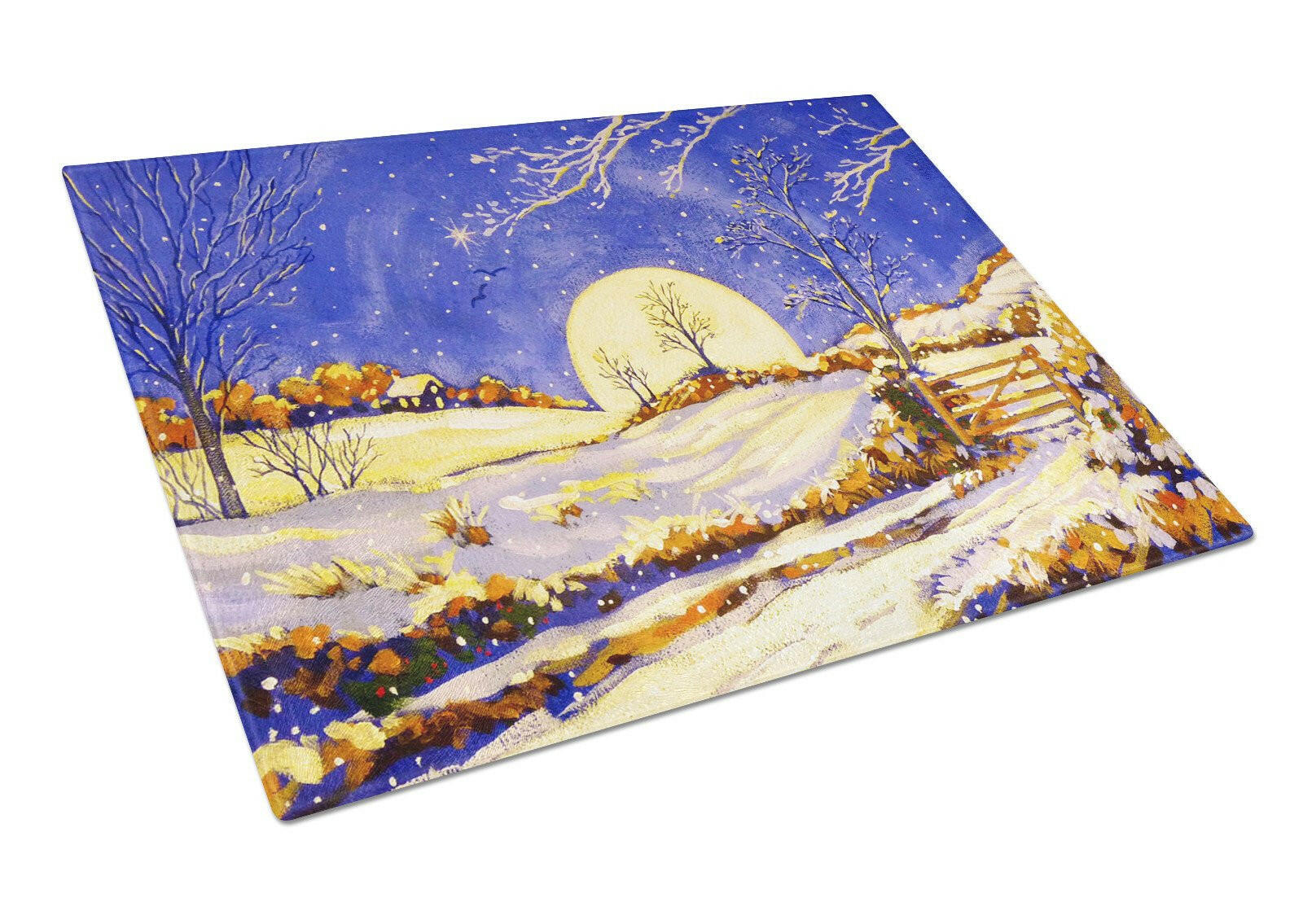 Winter Moonrise by Roy Avis Cutting Board Tempered Glass Kitchen Cutting Surface, Heat Resistant Chopping, Non-Slip Feet, Food Prep & Serving