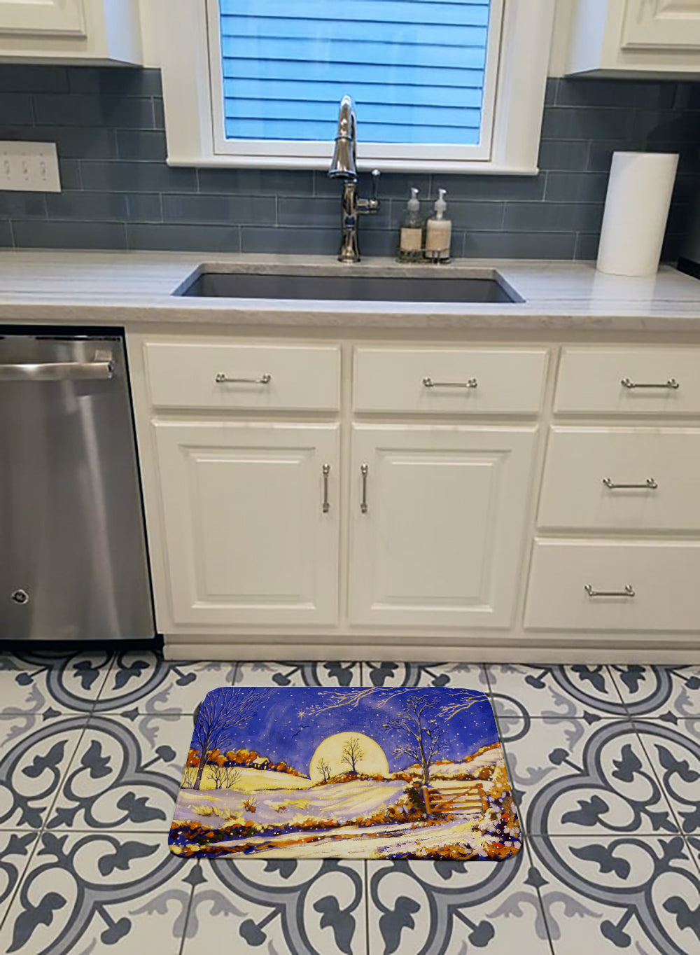 Winter Moonrise by Roy Avis Memory Foam Kitchen Mat Machine Washable Anti-Fatigue Cushion Comfort Bath or Kitchen Rug