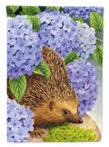 Hedgehog & Hydrangea House Flag 28x40 Porch Sleeve Pole Decorative Outside Yard Banner Artwork Wall Hanging, Polyester