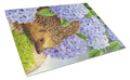 Hedgehog & Hydrangea Cutting Board Tempered Glass Kitchen Cutting Surface, Heat Resistant Chopping, Non-Slip Feet, Food Prep & Serving