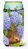 Hedgehog & Hydrangea Tall Boy Hugger Can Cooler Sleeve Machine Washable Drink Collapsible Insulator Beverage Insulated Holder