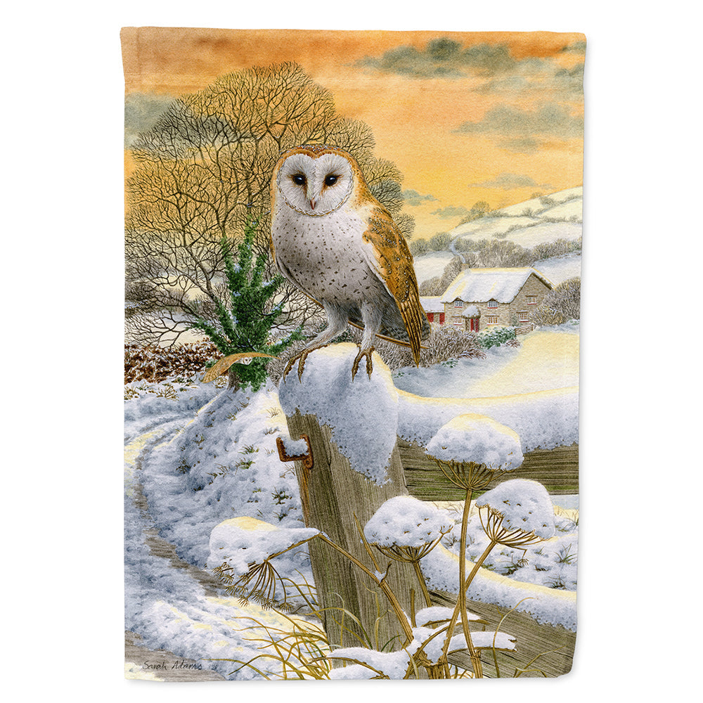 Sunset Barn Owl House Flag 28x40 Porch Sleeve Pole Decorative Outside Yard Banner Artwork Wall Hanging, Polyester