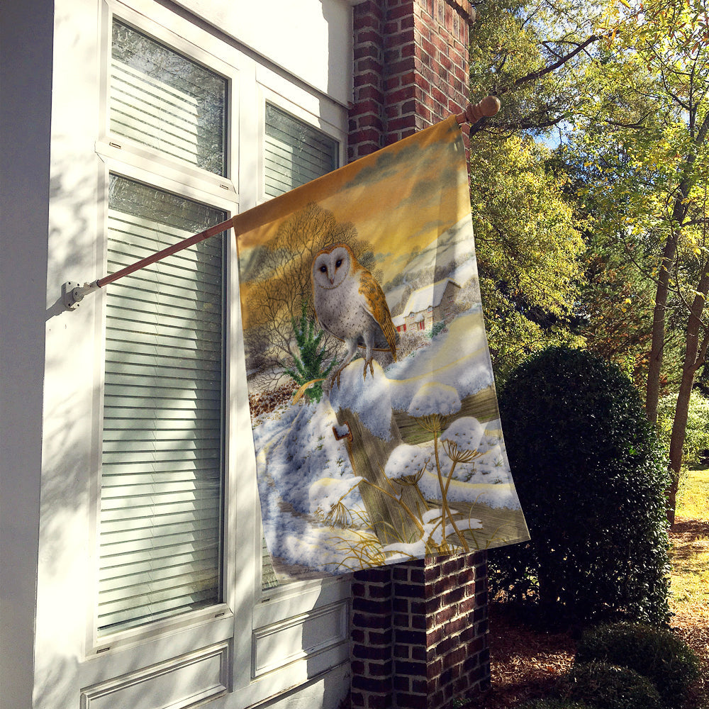 Sunset Barn Owl House Flag 28x40 Porch Sleeve Pole Decorative Outside Yard Banner Artwork Wall Hanging, Polyester