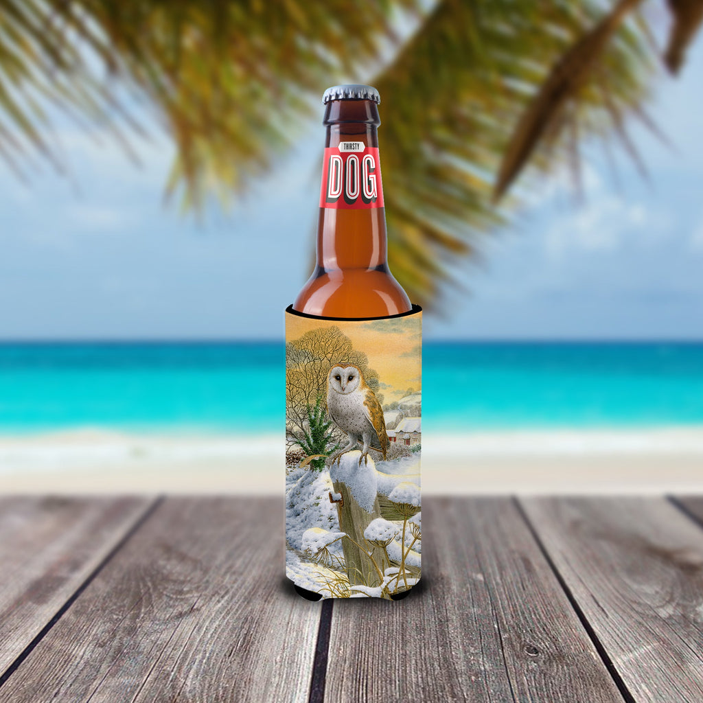 Sunset Barn Owl Slim Can Hugger , Insulated Foam Hugger for 12 oz Slim Cans, Beer Bottles & Water Bottles, Printed in USA
