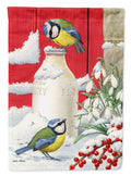 Eurasian Blue Tits Birds & Milk Bottles House Flag 28x40 Porch Sleeve Pole Decorative Outside Yard Banner Artwork Wall Hanging, Polyester