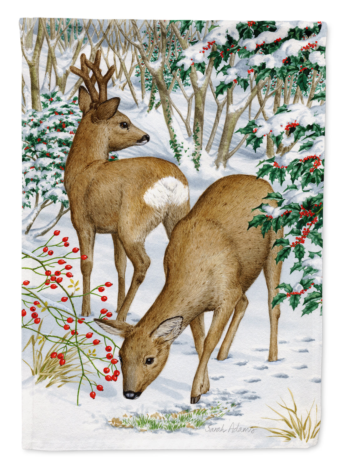 European Roe Deer Western Roe Deer House Flag 28x40 Porch Sleeve Pole Decorative Outside Yard Banner Artwork Wall Hanging, Polyester