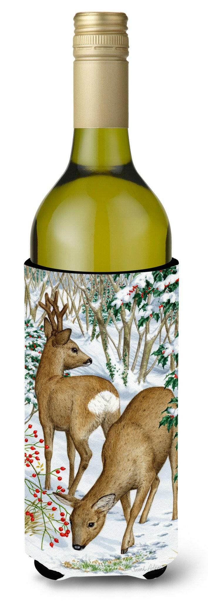 European Roe Deer Western Roe Deer Wine Bottle Hugger Gift Sleeve for Standard 750 ml Bottles, Insulated Reusable Also Fits Mini Shot & Pint Bottles