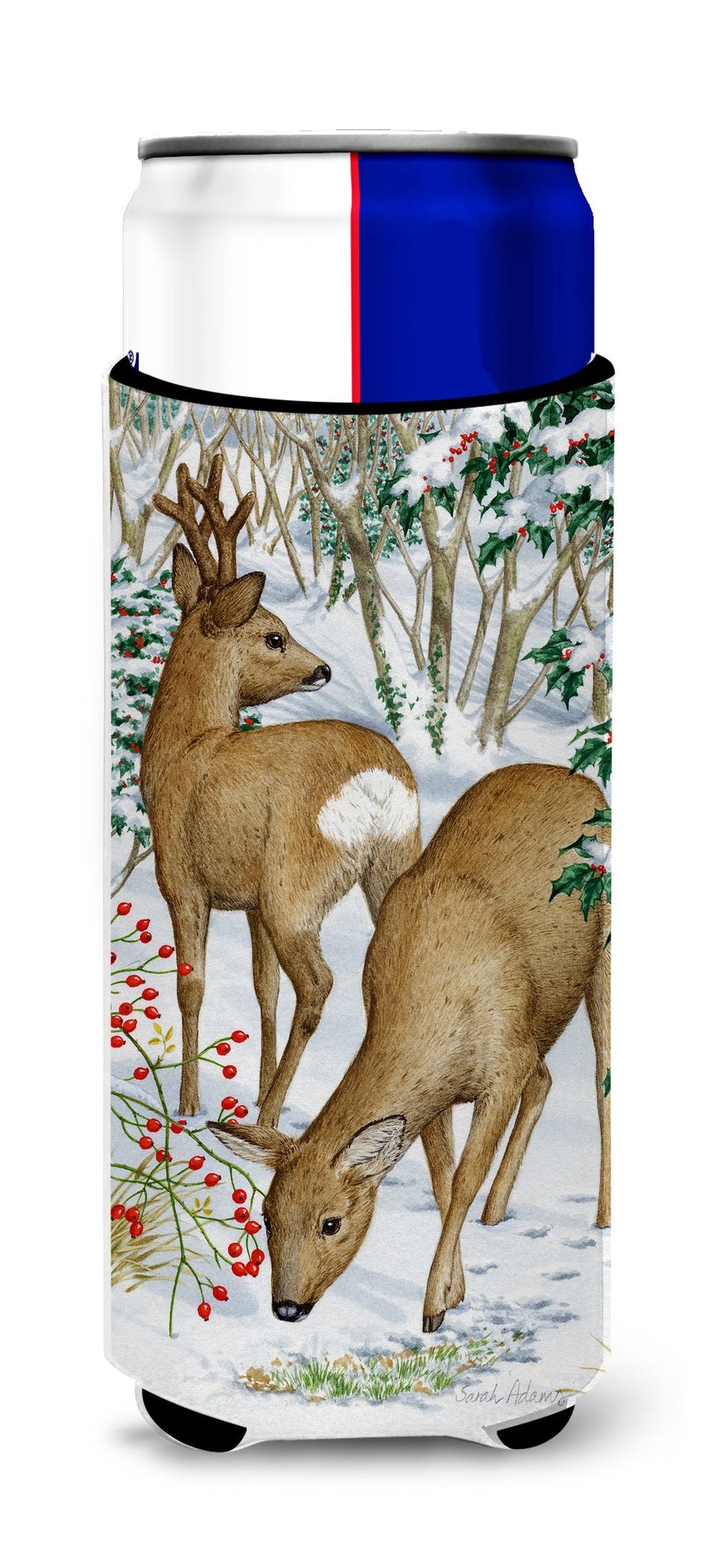 European Roe Deer Western Roe Deer Slim Can Hugger , Insulated Foam Hugger for 12 oz Slim Cans, Beer Bottles & Water Bottles, Printed in USA