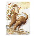 Otters & Gladon Irises House Flag 28x40 Porch Sleeve Pole Decorative Outside Yard Banner Artwork Wall Hanging, Polyester