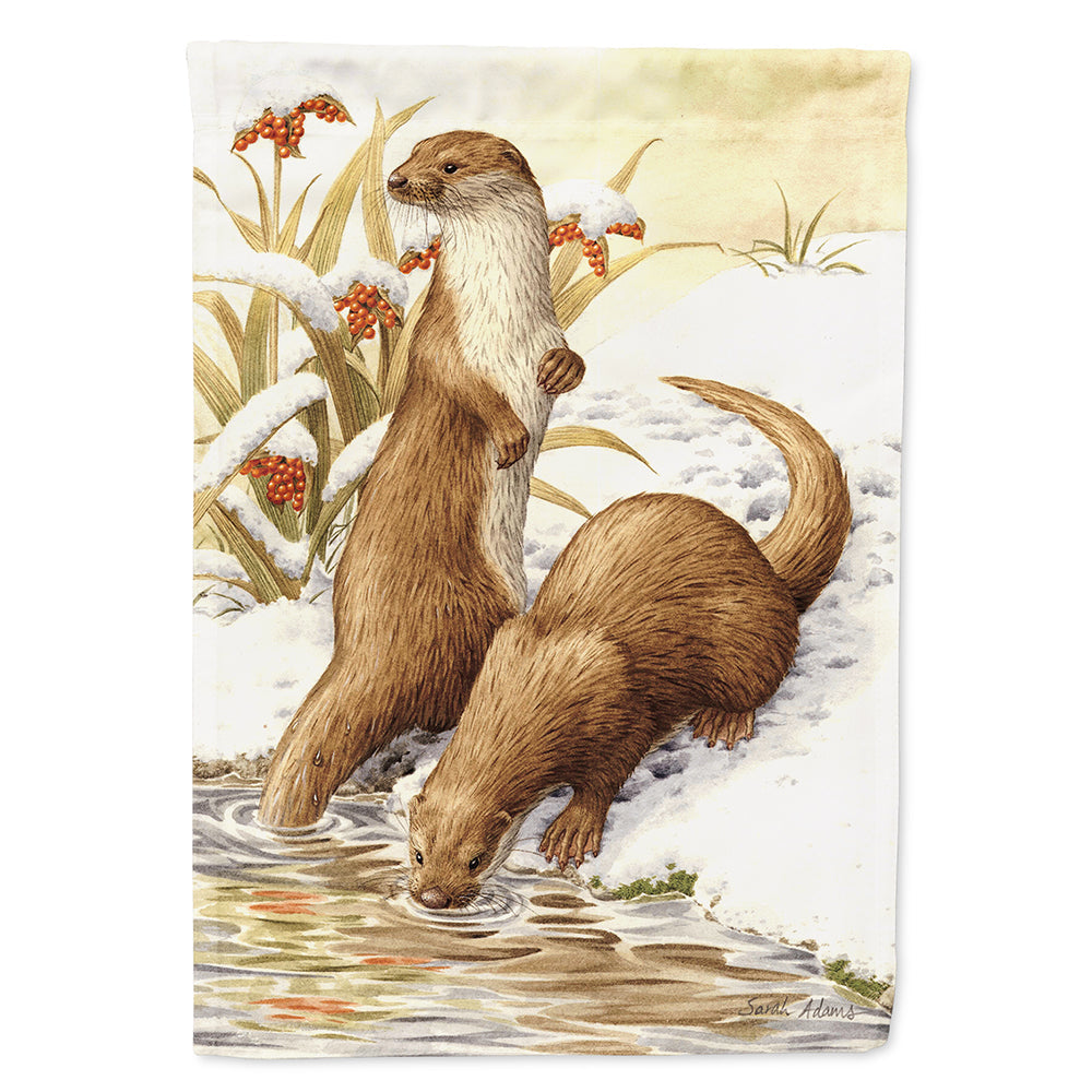 Otters & Gladon Irises House Flag 28x40 Porch Sleeve Pole Decorative Outside Yard Banner Artwork Wall Hanging, Polyester