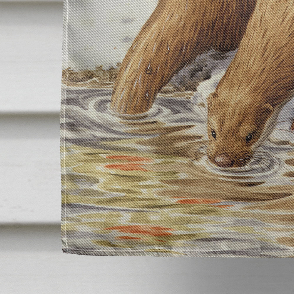 Otters & Gladon Irises House Flag 28x40 Porch Sleeve Pole Decorative Outside Yard Banner Artwork Wall Hanging, Polyester