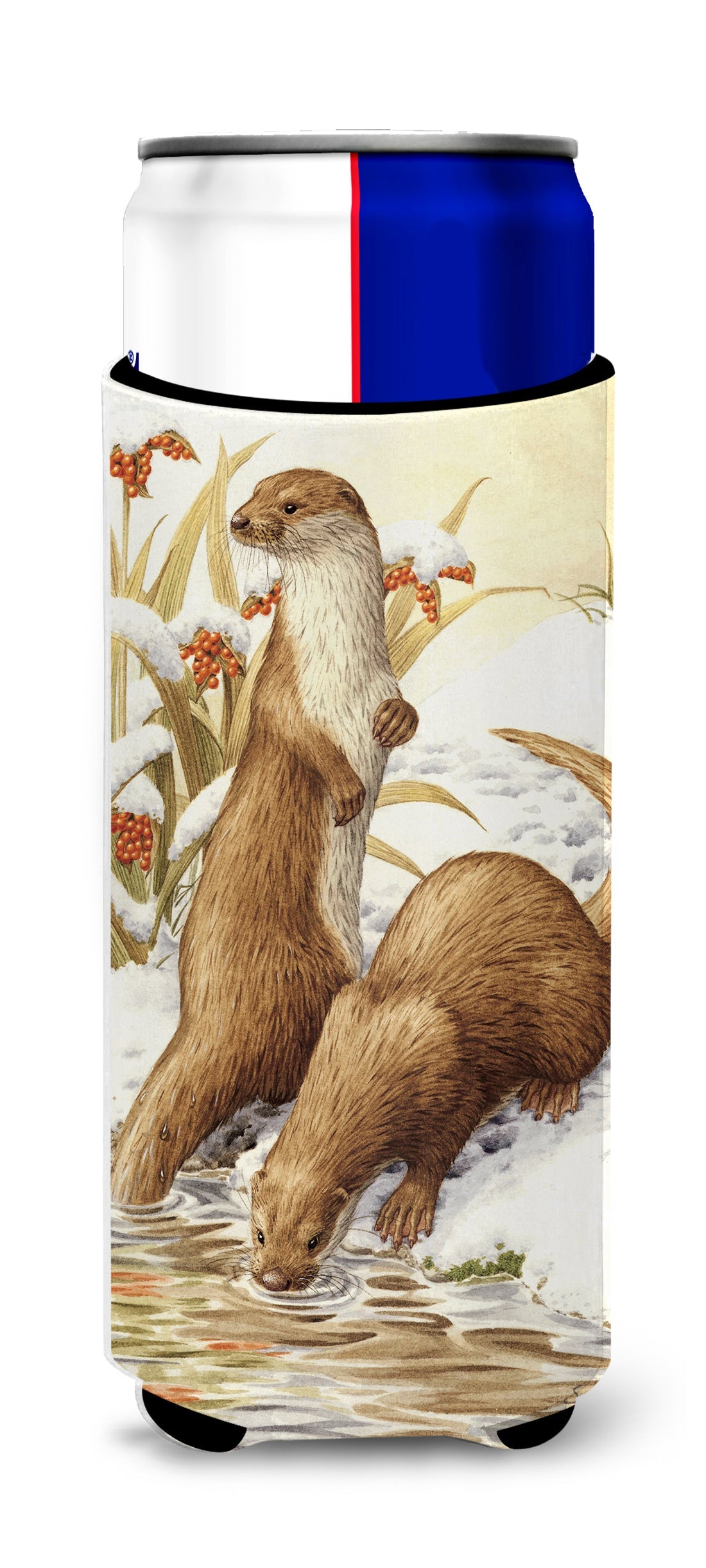 Otters & Gladon Irises Slim Can Hugger , Insulated Foam Hugger for 12 oz Slim Cans, Beer Bottles & Water Bottles, Printed in USA