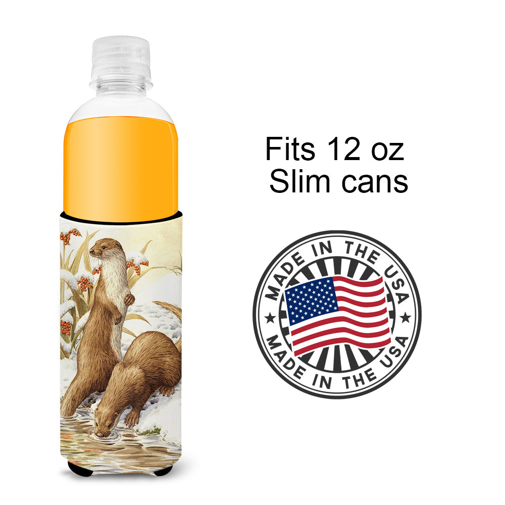 Otters & Gladon Irises Slim Can Hugger , Insulated Foam Hugger for 12 oz Slim Cans, Beer Bottles & Water Bottles, Printed in USA