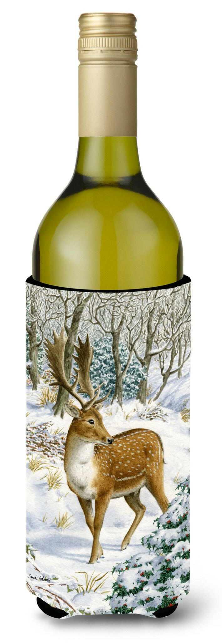 Fallow Buck Deer Wine Bottle Hugger Gift Sleeve for Standard 750 ml Bottles, Insulated Reusable Also Fits Mini Shot & Pint Bottles