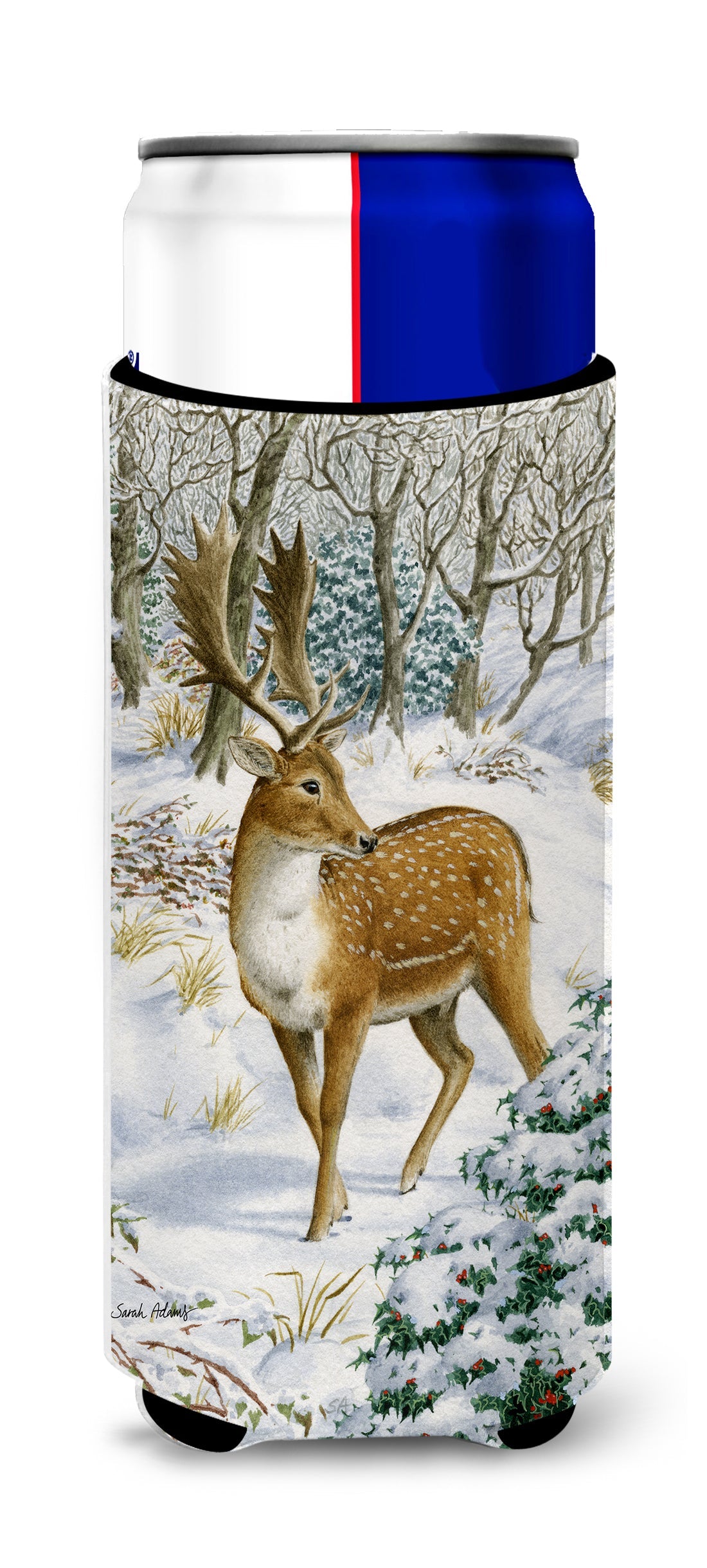 Fallow Buck Deer Slim Can Hugger , Insulated Foam Hugger for 12 oz Slim Cans, Beer Bottles & Water Bottles, Printed in USA