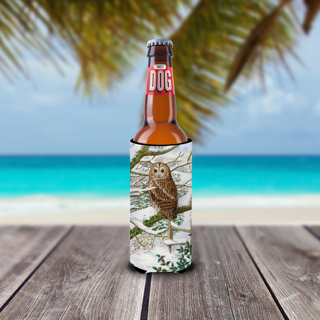Tawny Owl Slim Can Hugger , Insulated Foam Hugger for 12 oz Slim Cans, Beer Bottles & Water Bottles, Printed in USA