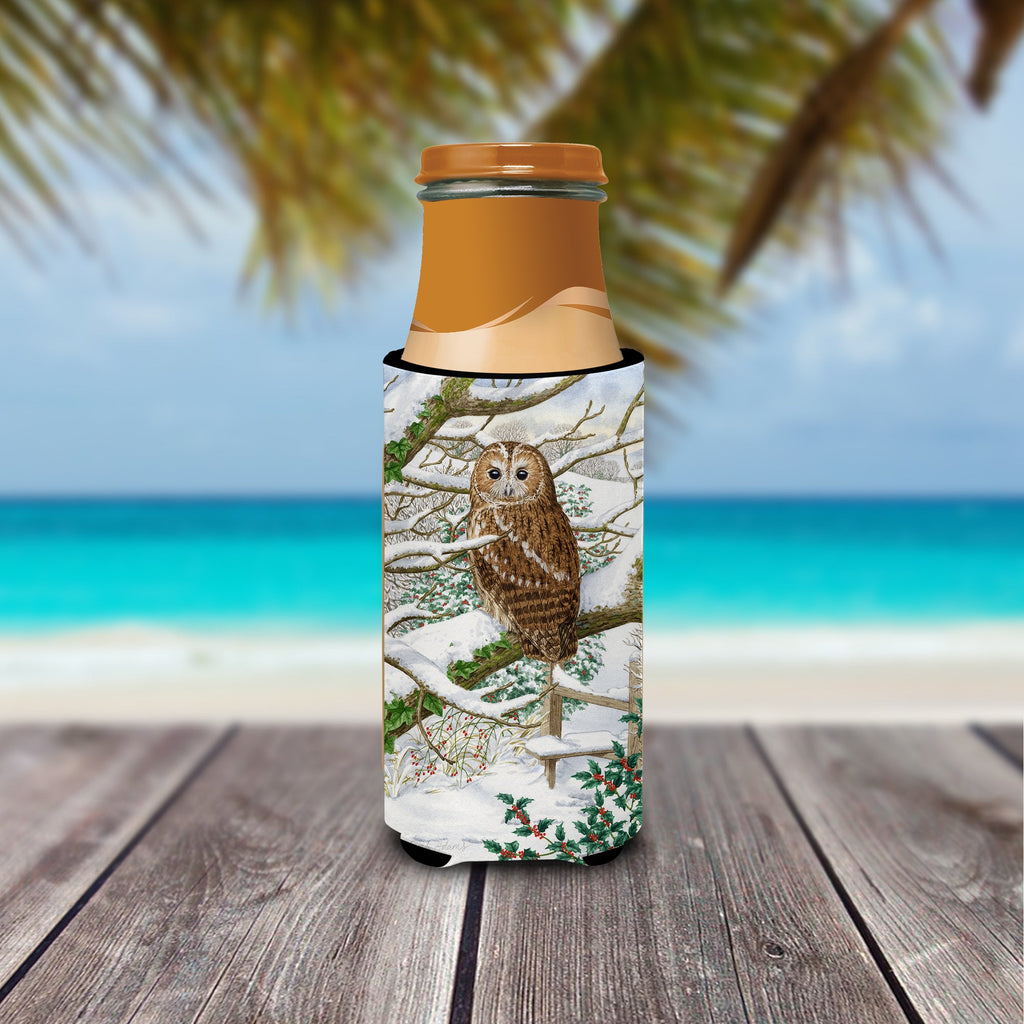 Tawny Owl Slim Can Hugger , Insulated Foam Hugger for 12 oz Slim Cans, Beer Bottles & Water Bottles, Printed in USA