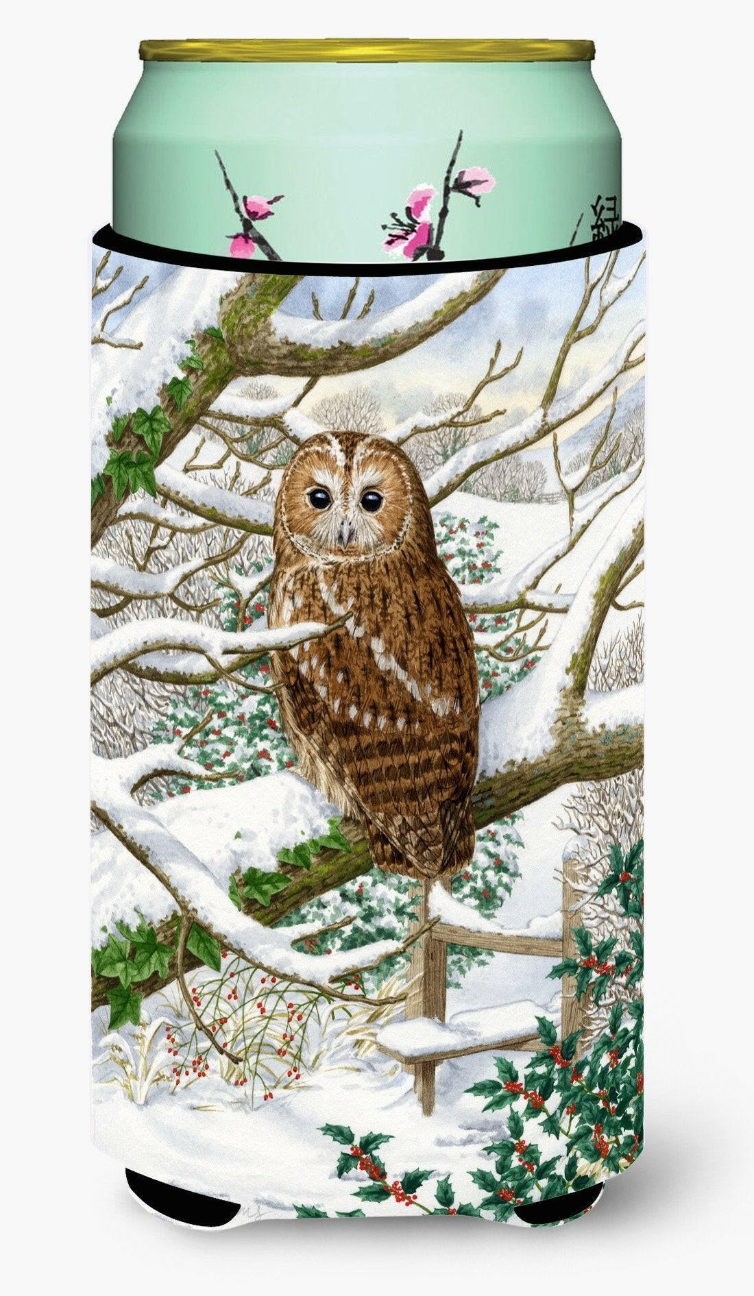 Tawny Owl Tall Boy Hugger Can Cooler Sleeve Machine Washable Drink Collapsible Insulator Beverage Insulated Holder