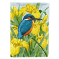Kingfisher in Yellow Irises House Flag 28x40 Porch Sleeve Pole Decorative Outside Yard Banner Artwork Wall Hanging, Polyester