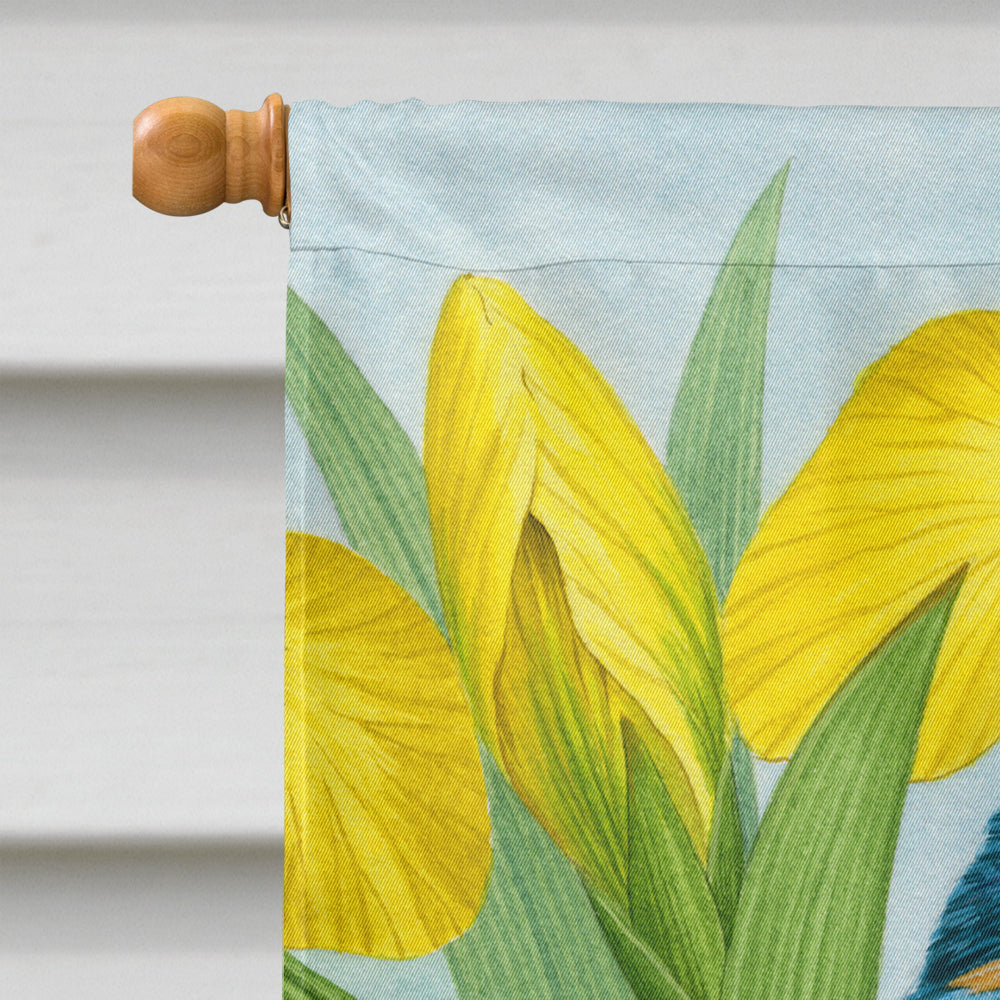 Kingfisher in Yellow Irises House Flag 28x40 Porch Sleeve Pole Decorative Outside Yard Banner Artwork Wall Hanging, Polyester