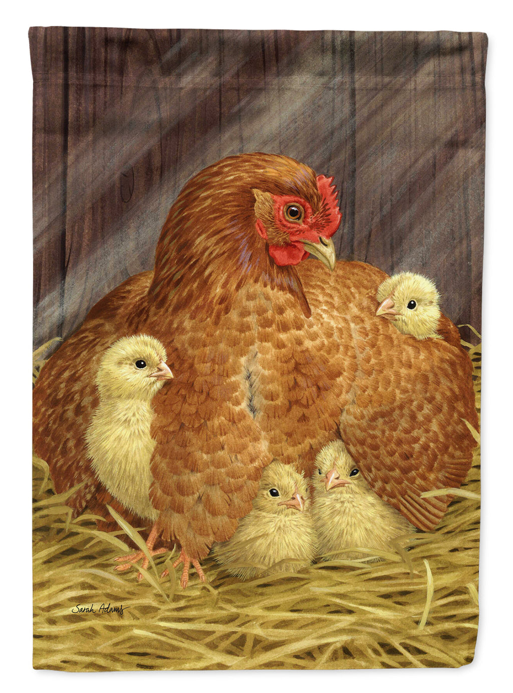 My Little Chickadees with Hen Chicken House Flag 28x40 Porch Sleeve Pole Decorative Outside Yard Banner Artwork Wall Hanging, Polyester
