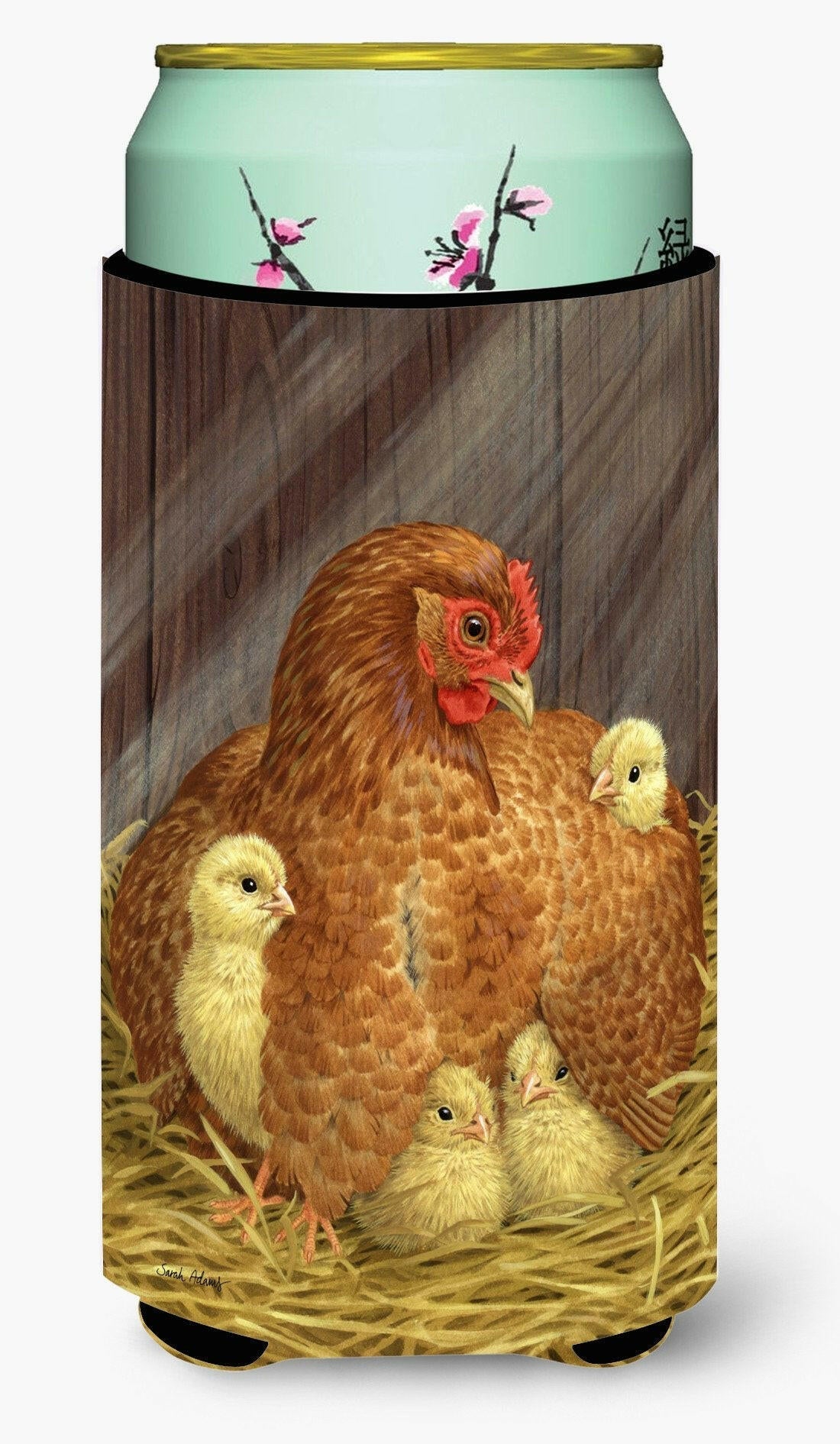 My Little Chickadees with Hen Chicken Tall Boy Hugger Can Cooler Sleeve Machine Washable Drink Collapsible Insulator Beverage Insulated Holder