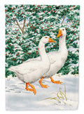 Geese  House Flag 28x40 Porch Sleeve Pole Decorative Outside Yard Banner Artwork Wall Hanging, Polyester
