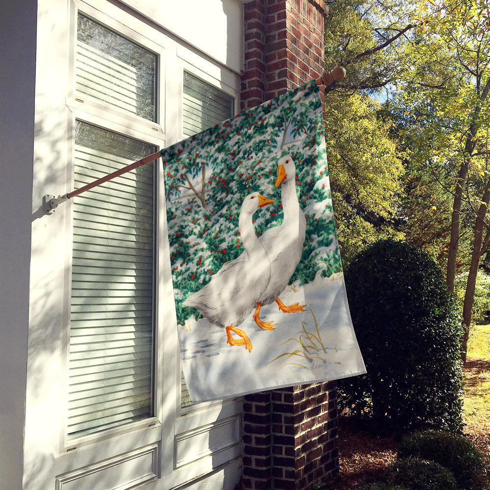 Geese  House Flag 28x40 Porch Sleeve Pole Decorative Outside Yard Banner Artwork Wall Hanging, Polyester