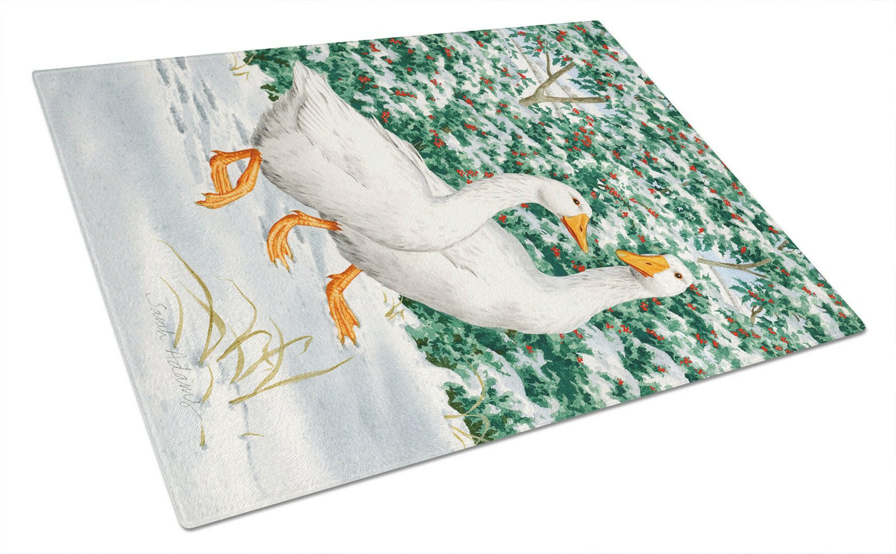 Geese  Cutting Board Tempered Glass Kitchen Cutting Surface, Heat Resistant Chopping, Non-Slip Feet, Food Prep & Serving