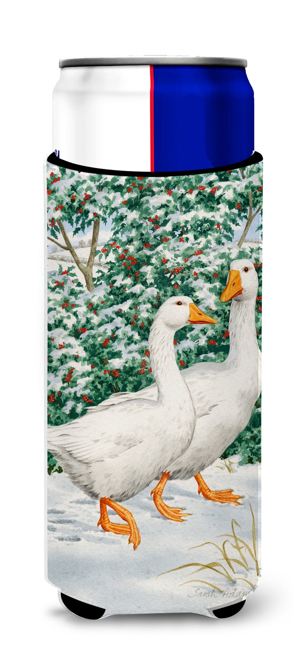 Geese  Slim Can Hugger , Insulated Foam Hugger for 12 oz Slim Cans, Beer Bottles & Water Bottles, Printed in USA