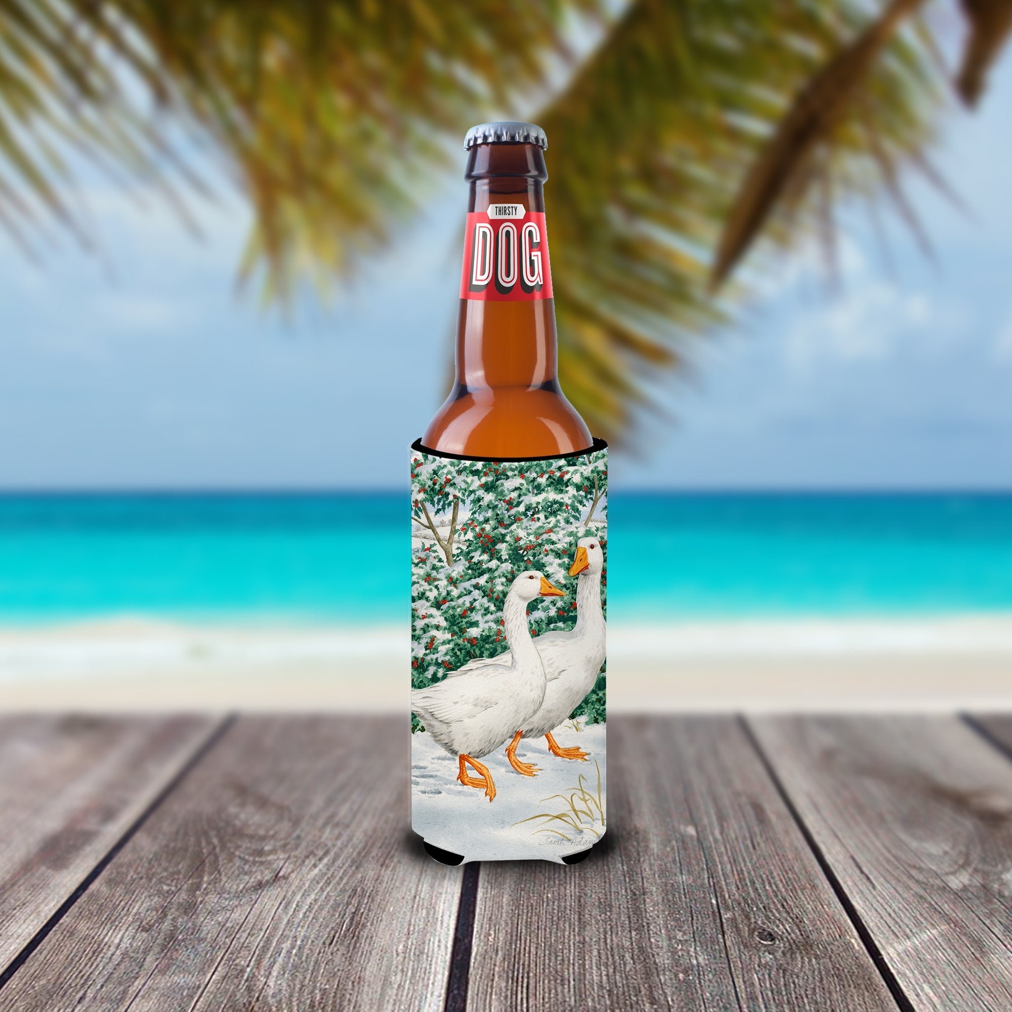 Geese  Slim Can Hugger , Insulated Foam Hugger for 12 oz Slim Cans, Beer Bottles & Water Bottles, Printed in USA