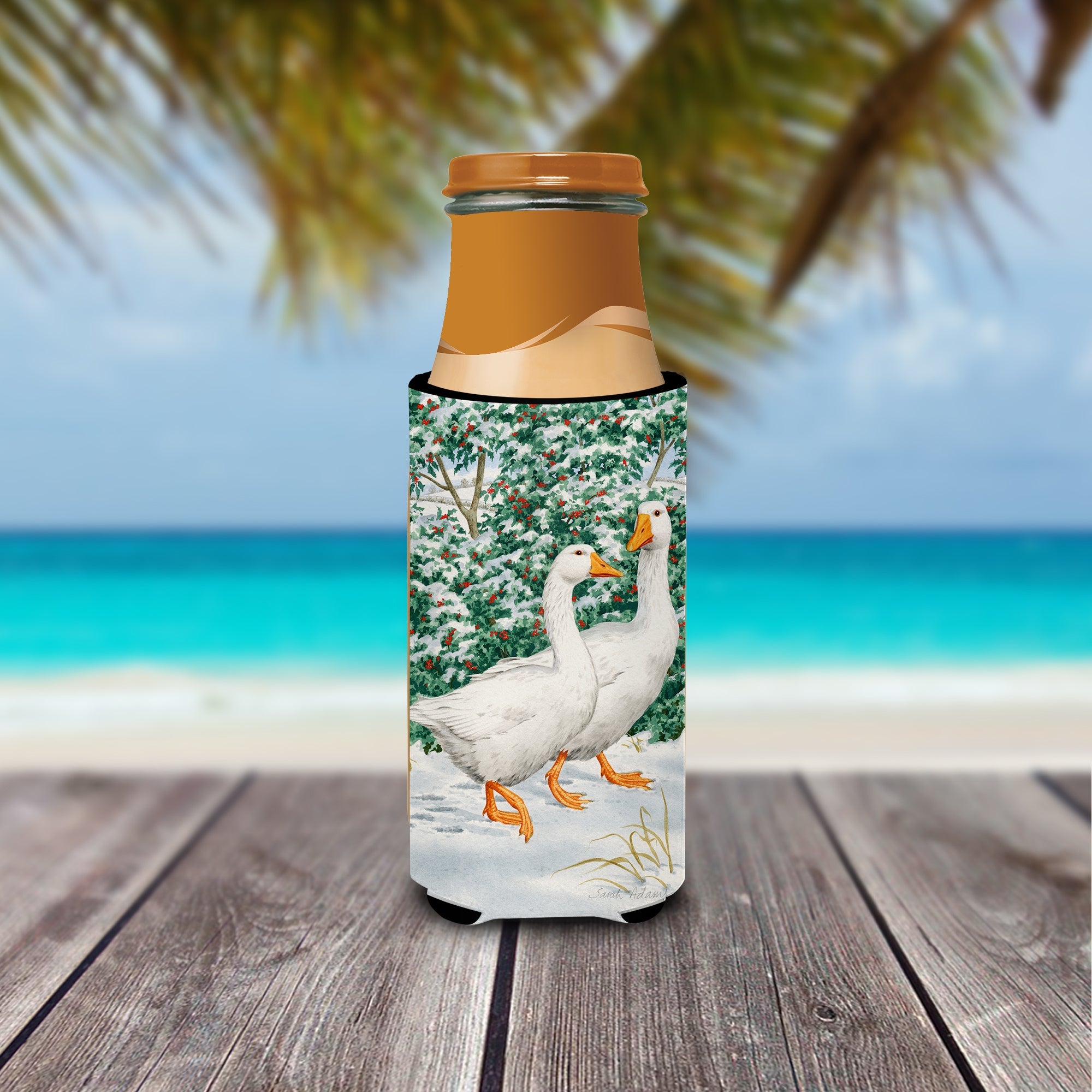 Geese  Slim Can Hugger , Insulated Foam Hugger for 12 oz Slim Cans, Beer Bottles & Water Bottles, Printed in USA