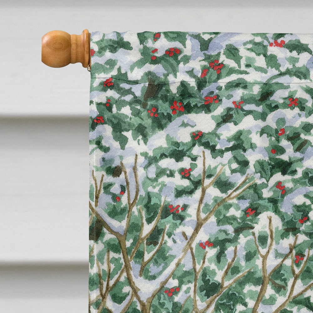 Yellow Labrador & Holly House Flag 28x40 Porch Sleeve Pole Decorative Outside Yard Banner Artwork Wall Hanging, Polyester