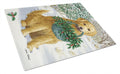 Yellow Labrador & Holly Cutting Board Tempered Glass Kitchen Cutting Surface, Heat Resistant Chopping, Non-Slip Feet, Food Prep & Serving