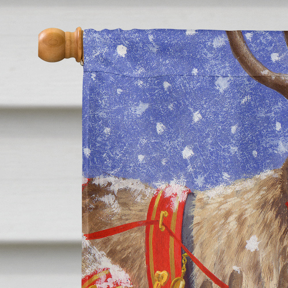 Reindeers & Cat House Flag 28x40 Porch Sleeve Pole Decorative Outside Yard Banner Artwork Wall Hanging, Polyester
