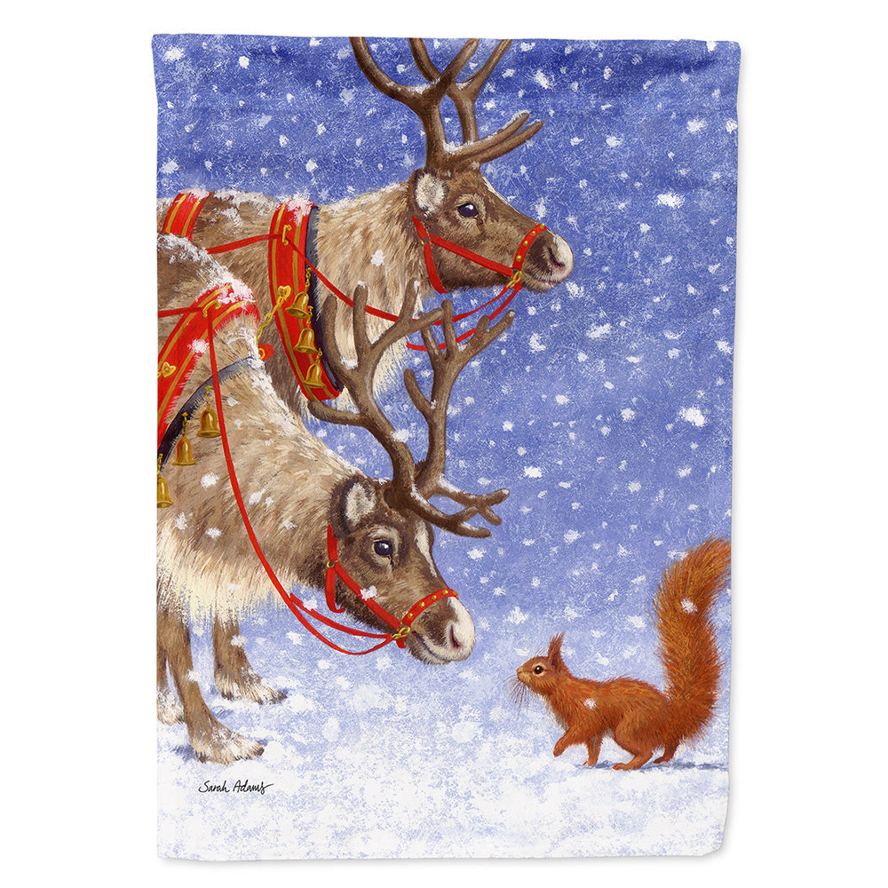 Reindeers & Squirrel House Flag 28x40 Porch Sleeve Pole Decorative Outside Yard Banner Artwork Wall Hanging, Polyester