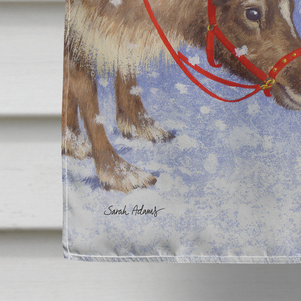 Reindeers & Squirrel House Flag 28x40 Porch Sleeve Pole Decorative Outside Yard Banner Artwork Wall Hanging, Polyester